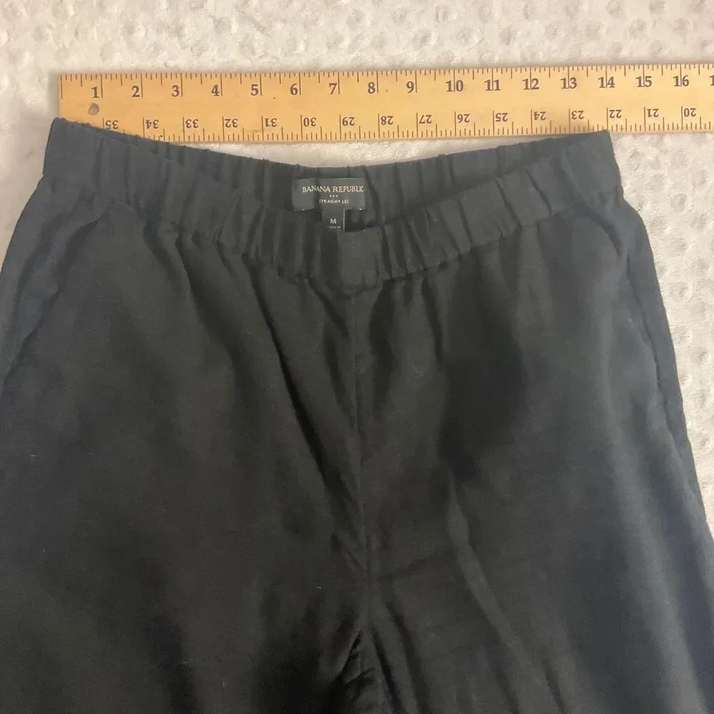 Banana Republic Black Elastic Waist Straight Leg Pants Medium‎